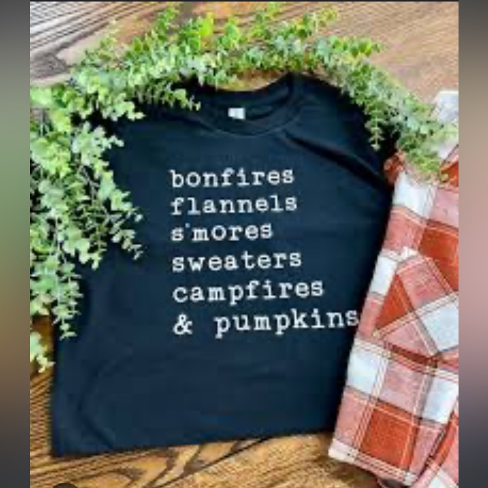 Cozy Black Tee with Autumn Text